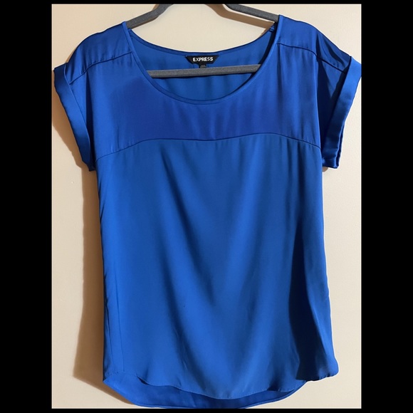 royal blue short sleeve blouse